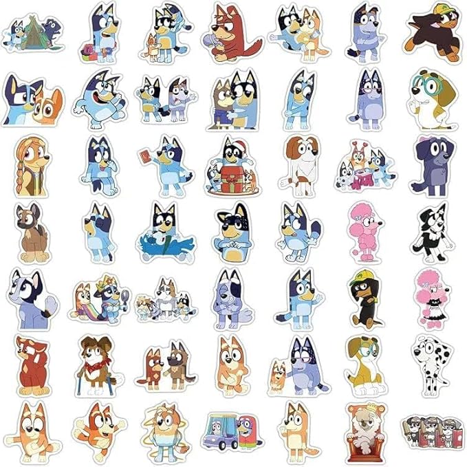 100 Cartoon Stickers Colorful Aesthetic VSCO Vinyl/PVC Waterproof Decals for Water Bottle, Phone, Case, Laptop, Skateboard, Gift for Kids, Teens, Boys and Girls (Blue 100)