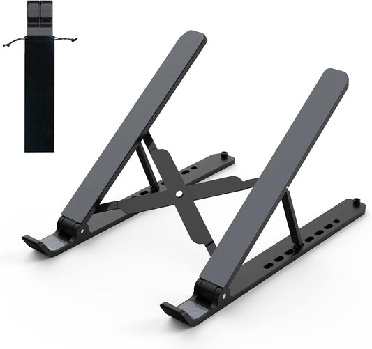Laptop Stand for Desk, Adjustable Laptop Riser ABS+Silicone Foldable Portable Notebook Holder, Ventilated Cooling Notebook Mount Computer Stand for 10-15.6” Laptops,Tablets-Black