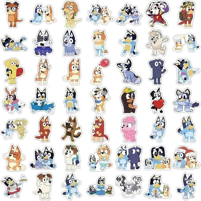 100 Cartoon Stickers Colorful Aesthetic VSCO Vinyl/PVC Waterproof Decals for Water Bottle, Phone, Case, Laptop, Skateboard, Gift for Kids, Teens, Boys and Girls (Blue 100)
