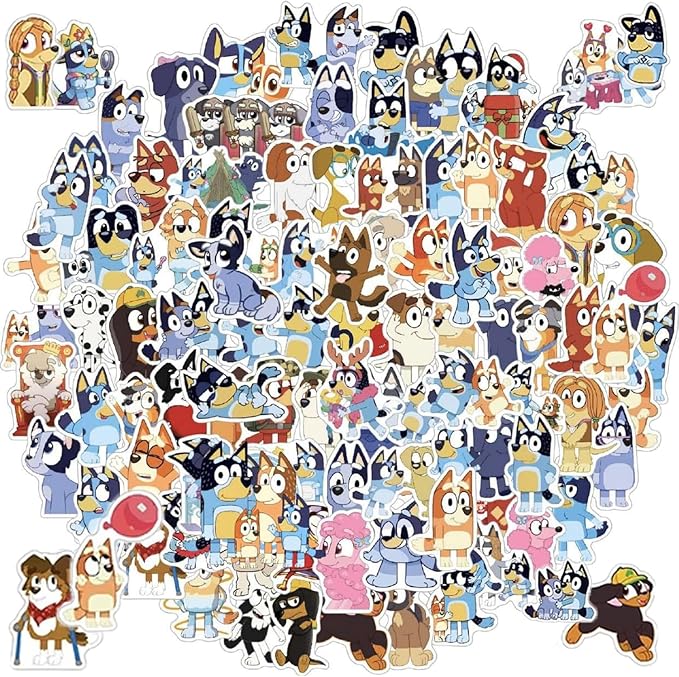 100 Cartoon Stickers Colorful Aesthetic VSCO Vinyl/PVC Waterproof Decals for Water Bottle, Phone, Case, Laptop, Skateboard, Gift for Kids, Teens, Boys and Girls (Blue 100)