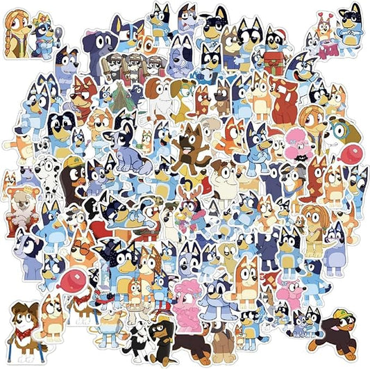 100 Cartoon Stickers Colorful Aesthetic VSCO Vinyl/PVC Waterproof Decals for Water Bottle, Phone, Case, Laptop, Skateboard, Gift for Kids, Teens, Boys and Girls (Blue 100)